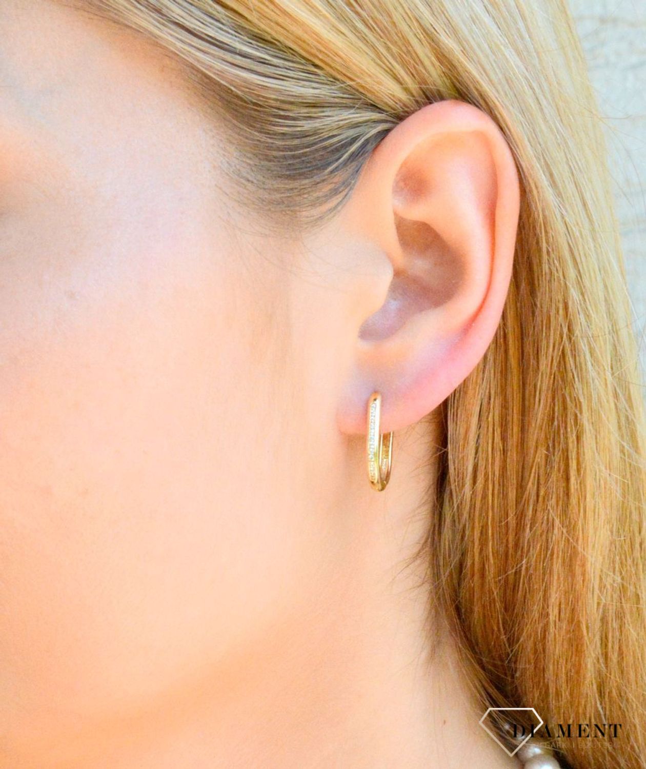 Złote kolczyki damskie 585 owalne z cyrkonią KL 11987.jpg